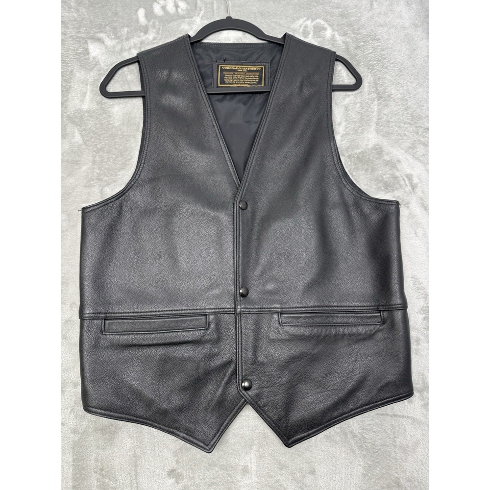 Vintage Coronado Leather Vest Mens Medium Dual Conceal Carry Wester Biker Y2K